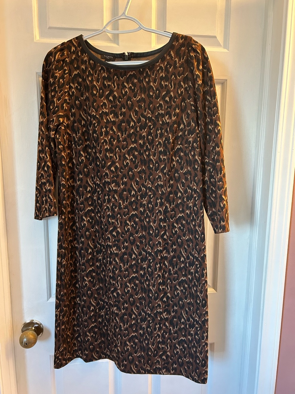 Talbots Brown and Black Leopard-Print Midi Dress